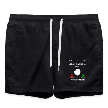 Gran Canaria Ruft An Urlaub Kanaren Reise - Badeshorts - Schwarz - Vorne - AI Model Male 185 light (185cm)