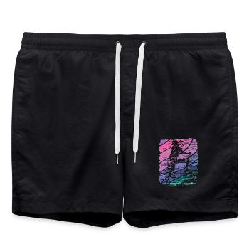 Boulderer Boulder Bouldern - Badeshorts - Schwarz - Vorne - AI Model Male 185 light (185cm)