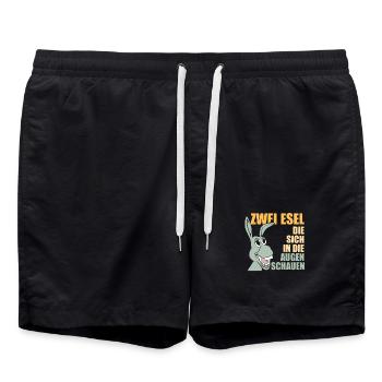 Zwei Esel die sich in die Augen schauen - Badeshorts - Schwarz - Vorne - AI Model Male 185 light (185cm)