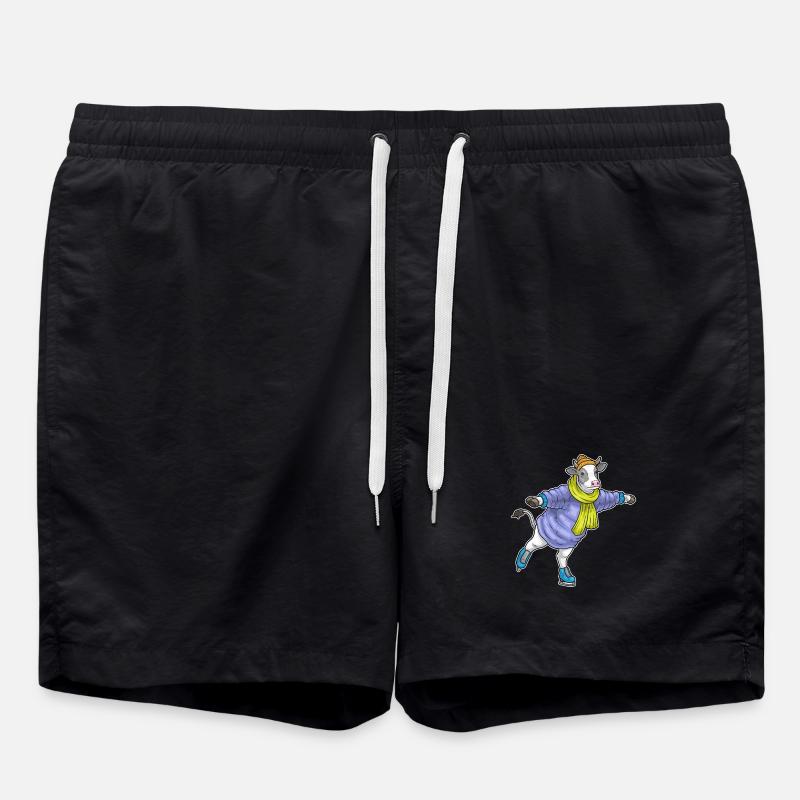 Kuh Eislaufen Schlittschuhe Wintersport - Swim Trunks - black
