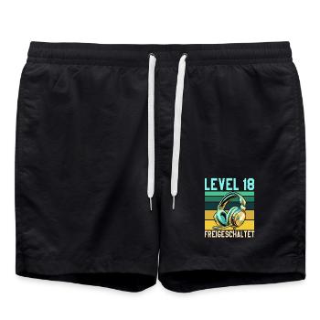 18. Geburtstag Junge Mädchen Gamer Level 18 - Badeshorts - Schwarz - Vorne - AI Model Male 185 light (185cm)