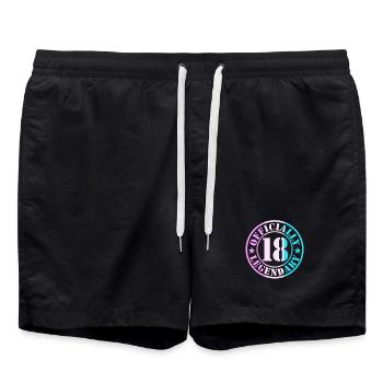 18th Birthday Boy Girl Legend Level 18 - Swim Trunks - black - Front - AI Model Male 185 light (185cm)
