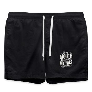 Quand la bouche est silencieuse, le visage parle - Short de bain - noir - Devant - AI Model Male 185 light (185cm)