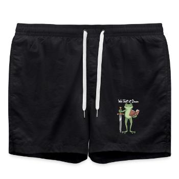 Grenouille de Test de l’Aube : Épée & Livre - Short de bain - noir - Devant - AI Model Male 185 light (185cm)