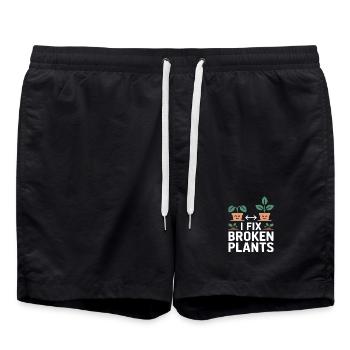 I Fix Broken Plants Pflanzenretter - Badeshorts - Schwarz - Vorne - AI Model Male 185 light (185cm)