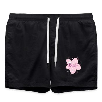 Wedding Bridal Flower Pink Crown - Swim Trunks - black - Front - AI Model Male 185 light (185cm)