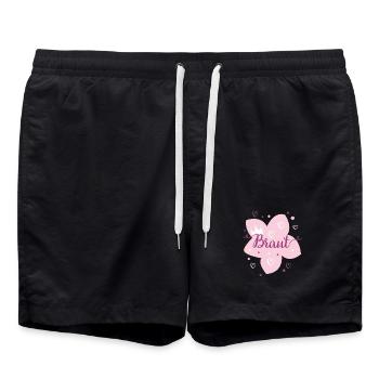 Hochzeit Brat Blüte mit Krone Schriftzug - Badeshorts - Schwarz - Vorne - AI Model Male 185 light (185cm)