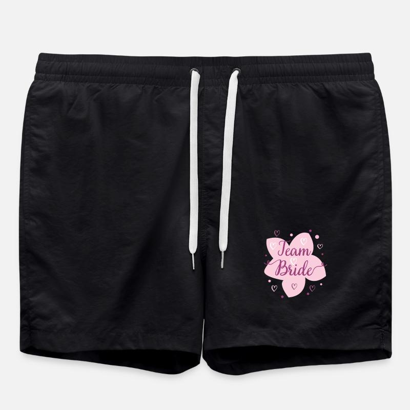 Hochzeit Team Bride Blüten Design - Badeshorts - Schwarz