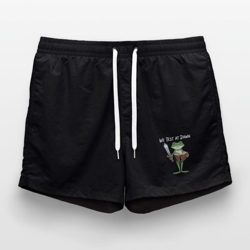 Dawn Test Frog: Sword & Scroll Swim Trunks