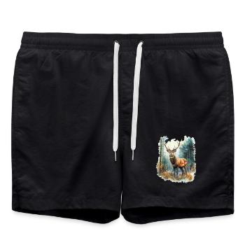 Cerf, chevreuil, cerf - Short de bain - noir - Devant - AI Model Male 185 light (185cm)