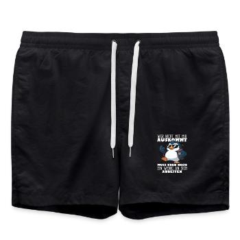 Wer nicht mit mir auskommt Pinguin Spruch - Badeshorts - Schwarz - Vorne - AI Model Male 185 light (185cm)
