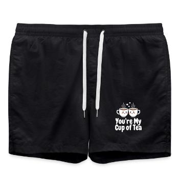 Tu es ma tasse de thé Mignons amis de couple adorables - Short de bain - noir - Devant - AI Model Male 185 light (185cm)