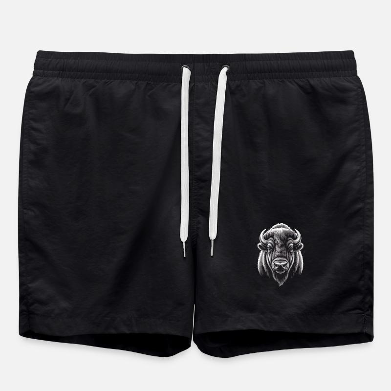 Illustration de la tête de buffle - Short de bain - noir