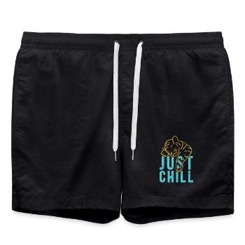 Just Chill Tiger – Relaxed Saying - Swim Trunks - black - Front - AI Model Male 185 light (185cm)