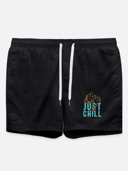 Just Chill Tiger – Relaxed Saying - Swim Trunks - black