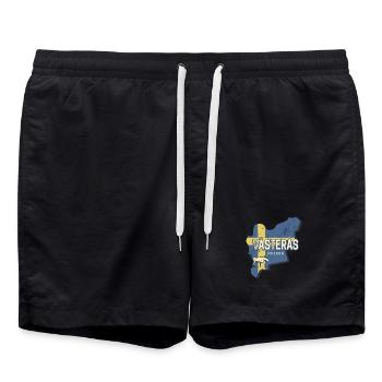 Västeras in Schweden Provinz Landkarte Souvenir - Badeshorts - Schwarz - Vorne - AI Model Male 185 light (185cm)