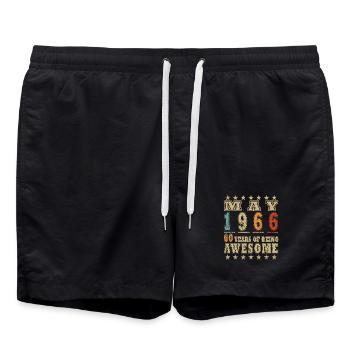Geburtstag Mai 1966 - Badeshorts - Schwarz - Vorne - AI Model Male 185 light (185cm)