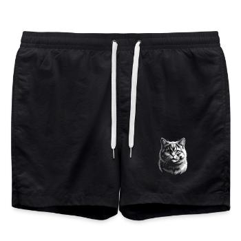 British Shorthair BKH - Swim Trunks - black - Front - AI Model Male 185 light (185cm)