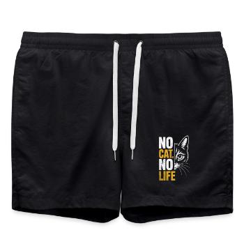 No Cat No Life Cat Design - Swim Trunks - black - Front - AI Model Male 185 light (185cm)