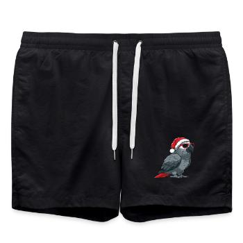 Perroquet gris d’Afrique oiseau de Noël - Short de bain - noir - Devant - AI Model Male 185 light (185cm)