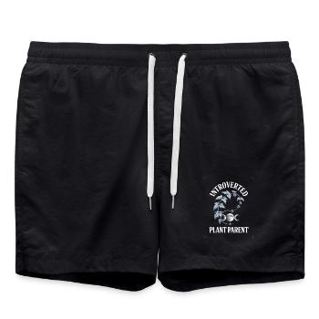 Introverted Plant Parent Moon Palms - Swim Trunks - black - Front - AI Model Male 185 light (185cm)