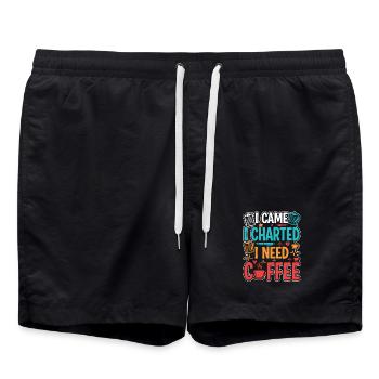 Night Shift Nurse, Tired - Swim Trunks - black - Front - AI Model Male 185 light (185cm)