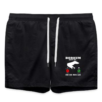 Borkumer Insel BORKUM RUFT Lustiges - Badeshorts - Schwarz - Vorne - AI Model Male 185 light (185cm)