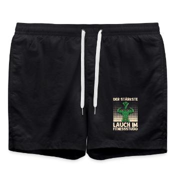 Gewichtheben DER STÄRKSTE LAUCH IM FITNESSSTUDIO - Badeshorts - Schwarz - Vorne - AI Model Male 185 light (185cm)