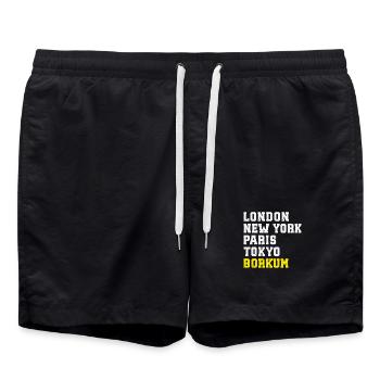 Nordsee LONDON NEW YORK PARIS TOKYO BORKUM - Badeshorts - Schwarz - Vorne - AI Model Male 185 light (185cm)