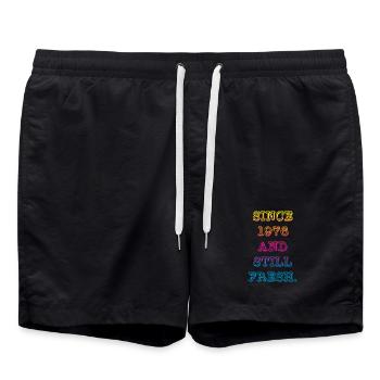 Vintage 1976 - Badeshorts - Schwarz - Vorne - AI Model Male 185 light (185cm)