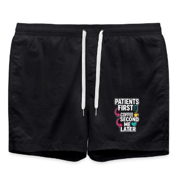 Night Shift Nurse, Tired - Swim Trunks - black - Front - AI Model Male 185 light (185cm)