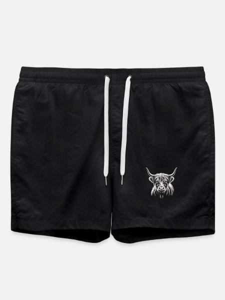 Scottish Highland cattle - Swim Trunks - black