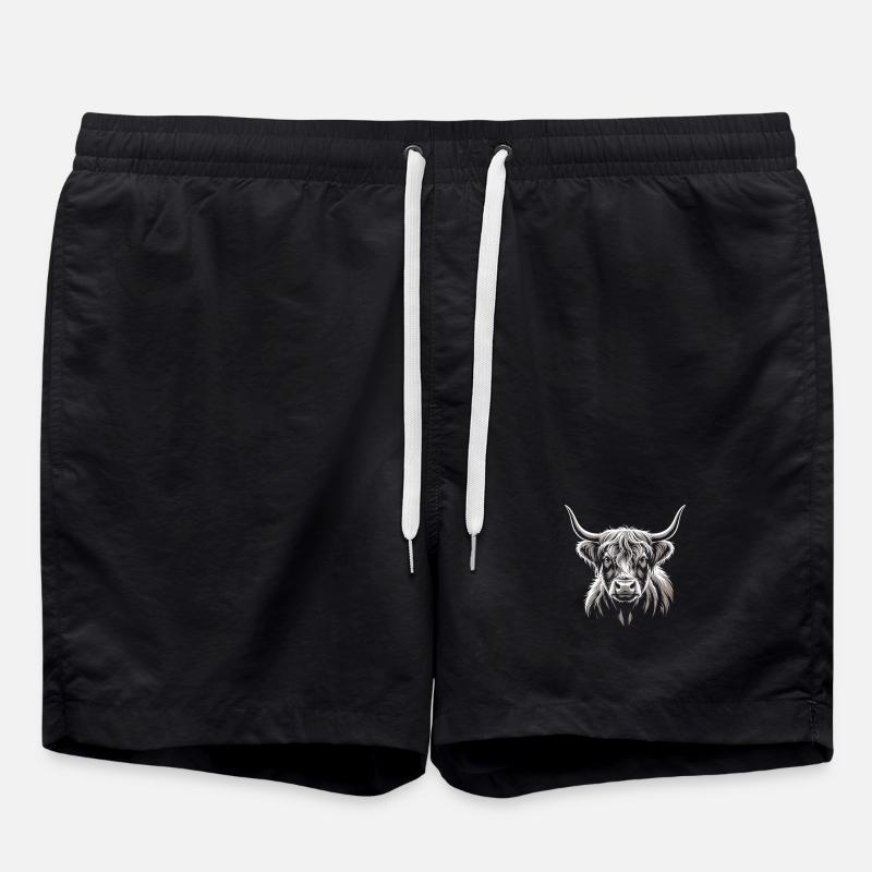 Scottish Highland cattle - Swim Trunks - black