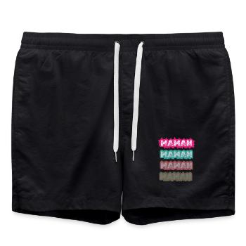 Maman Vintage Coloré – Design Pop Rétro pour Mère - Short de bain - noir - Devant - AI Model Male 185 light (185cm)