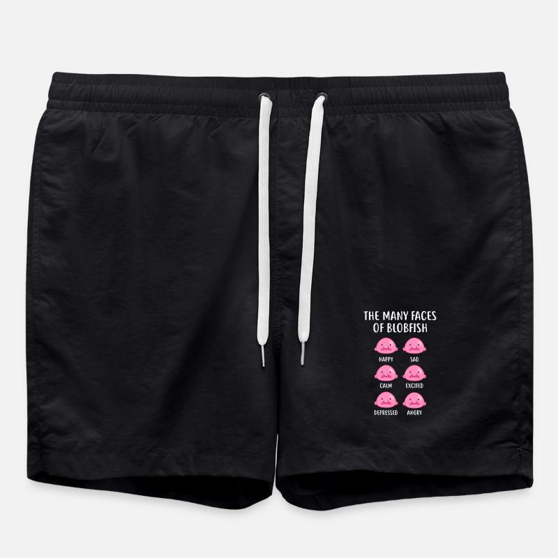 Blobfish Emotion Grid Tee Art - Swim Trunks - black