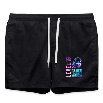 16. Geburtstag Junge Mädchen Gaming Level 16 Jahre - Badeshorts - Schwarz - Vorne - AI Model Male 185 light (185cm)
