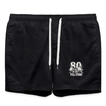 Bodybuilding 80 Geburtstag Gym Männer Fitness - Badeshorts - Schwarz - Vorne - AI Model Male 185 light (185cm)