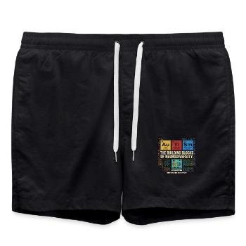 Autism Neurodiversity Chemistry Periodic Table - Swim Trunks - black - Front - AI Model Male 185 light (185cm)
