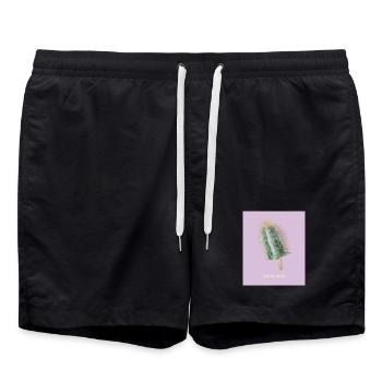 Sweet But Prickly Kaktus Eis Design - Swim Trunks - black - Front - AI Model Male 185 light (185cm)