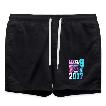 9. Geburtstag Junge Mädchen 2017 Gaming Level 9 - Badeshorts - Schwarz - Vorne - AI Model Male 185 light (185cm)