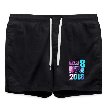 8. Geburtstag Junge Mädchen 2018 Gaming Level 8 - Badeshorts - Schwarz - Vorne - AI Model Male 185 light (185cm)