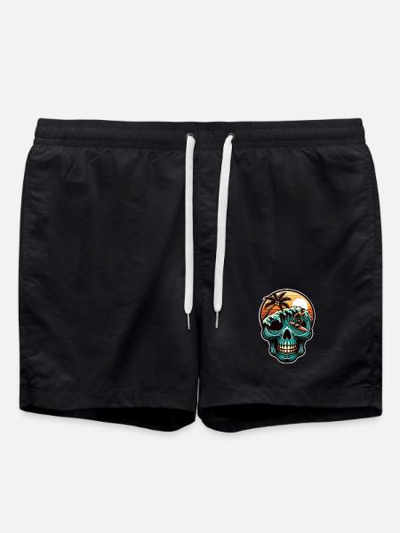 Surfing Skull - Swim Trunks - black