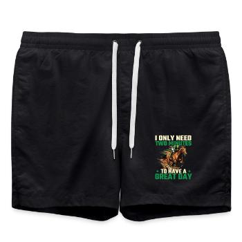Two Minutes Great Day Horse Racing Humor - Swim Trunks - black - Front - AI Model Male 185 light (185cm)