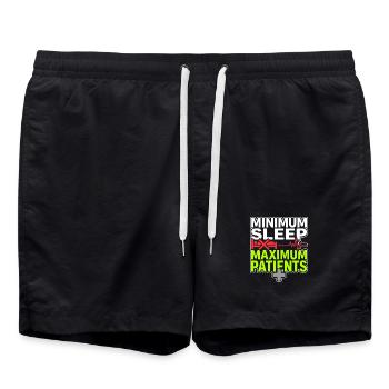 Night Shift Nurse, Tired - Swim Trunks - black - Front - AI Model Male 185 light (185cm)