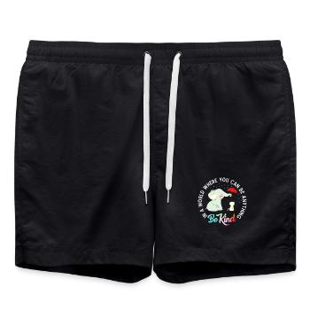 Éléphant Be Kind sous un parapluie - Short de bain - noir - Devant - AI Model Male 185 light (185cm)