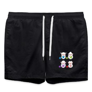 Lambs Tricote de Laine - Short de bain - noir - Devant - AI Model Male 185 light (185cm)