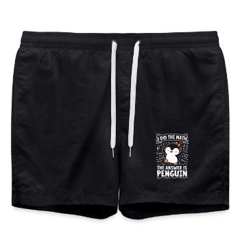 Mathe-Pinguin: Die Antwort Ist Pinguin - Badeshorts - Schwarz - Vorne - AI Model Male 185 light (185cm)
