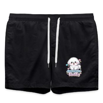 Born to be Fluffy -  niedliches Hunde Design - Badeshorts - Schwarz - Vorne - AI Model Male 185 light (185cm)