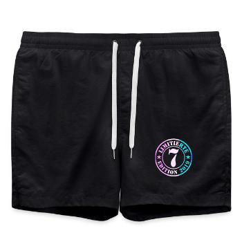 7th Birthday Boy Girl - Swim Trunks - black - Front - AI Model Male 185 light (185cm)