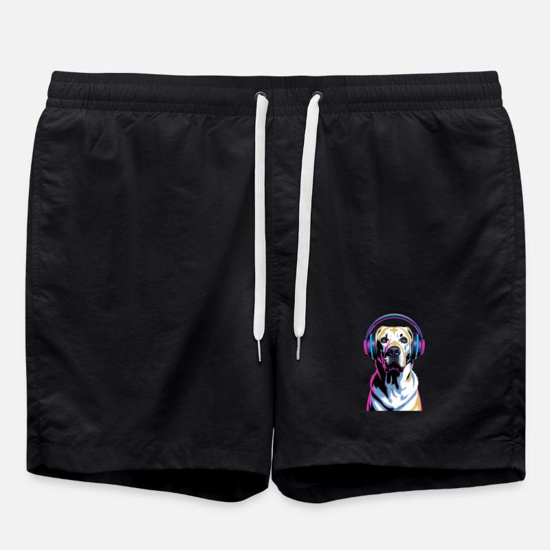 Labrador avec casque - Short de bain - noir